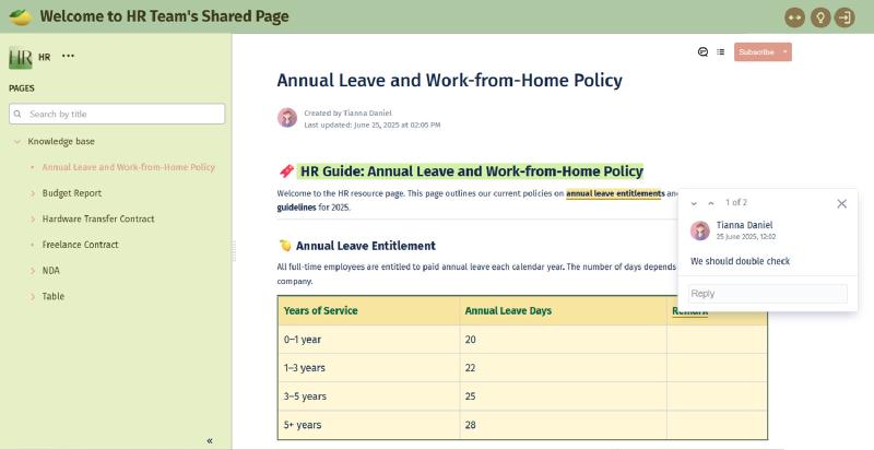 Example customization - Shared Page