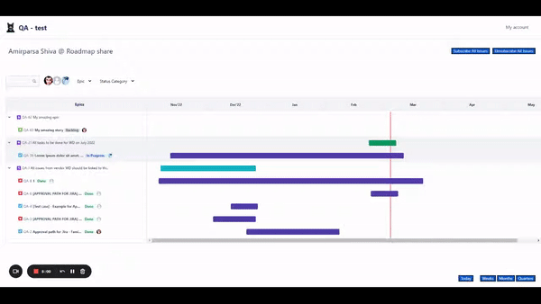 GIF of Jira Roadmap view options