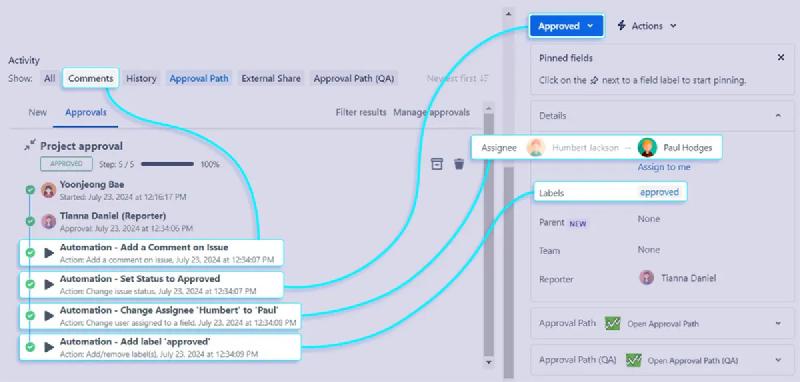 You can arrange the order in which the Automation function performs the actions.