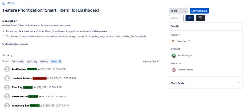 Shared Jira work item (issue) view