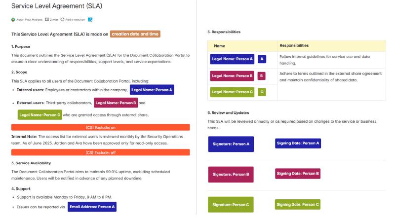 Example contract: Service Level Agreement